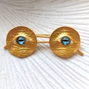 Surrealism Blue Eye Sunglasses Brooch– Unique Statement Pin